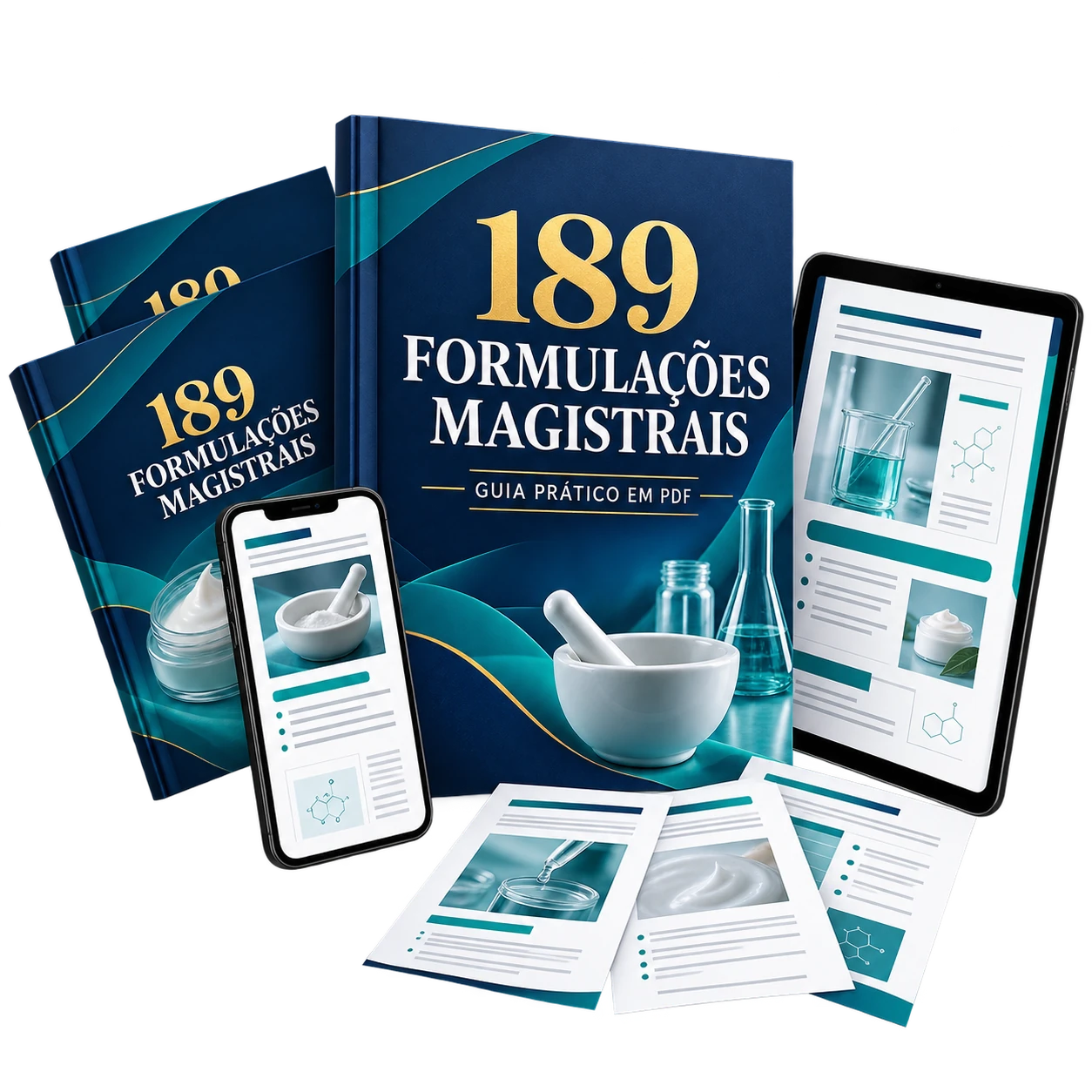 Mockup do guia em PDF 189 Formulações Magistrais